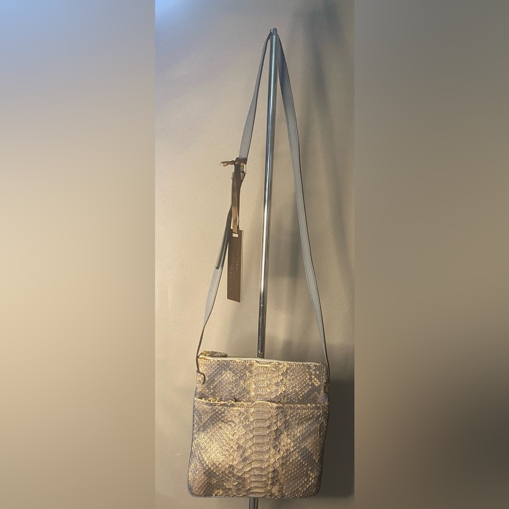 Silvano Biagini grey blue and beige snakeskin  crossbody bag with a blue back